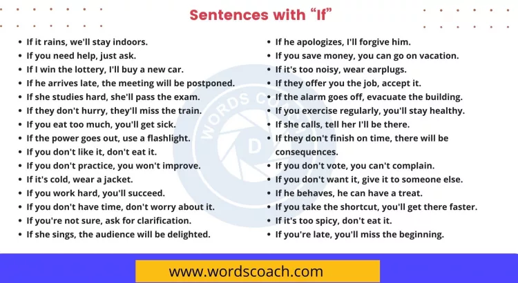 Sentences with If - wordscoach.com