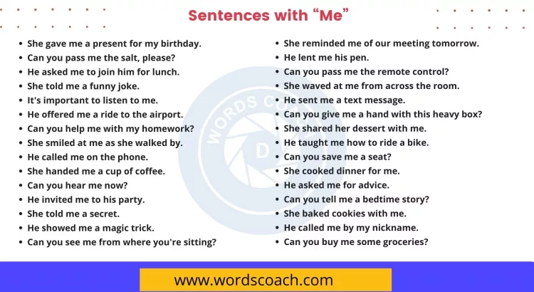 Sentences with Me - wordscoach.com