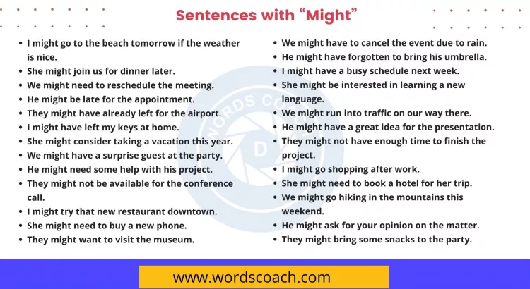 Sentences with Might - wordscoach.com
