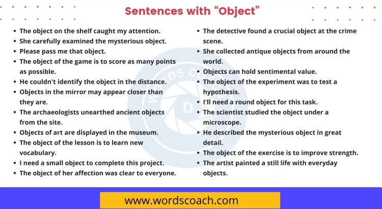 Sentences with Object - wordscoach.com