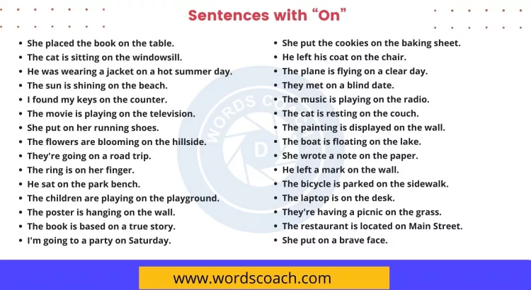 Sentences with On - wordscoach.com