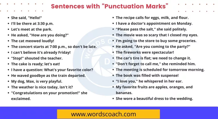 Sentences with Punctuation Marks - wordscoach.com