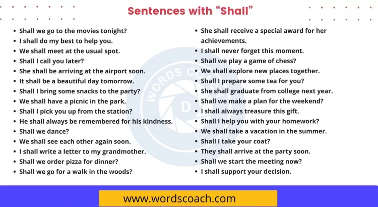 Sentences with Shall - wordscoach.com