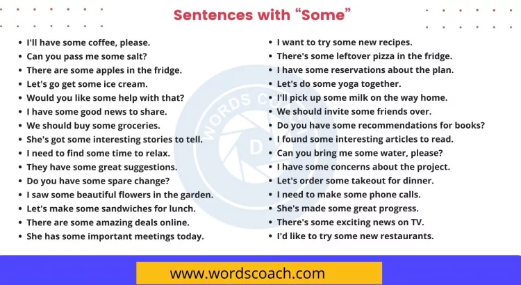 Sentences with Some - wordscoach.com
