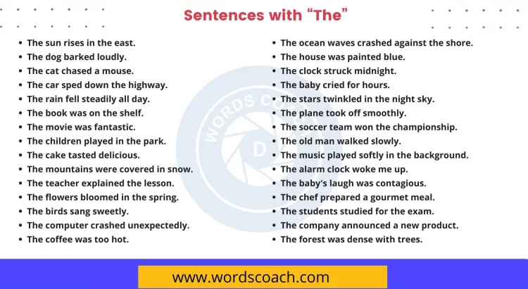 Sentences with The - wordscoach.com