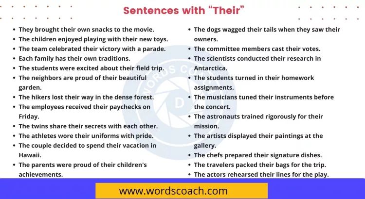 Sentences with Their - wordscoach.com