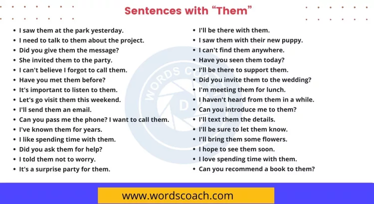 Sentences with Them - wordscoach.com