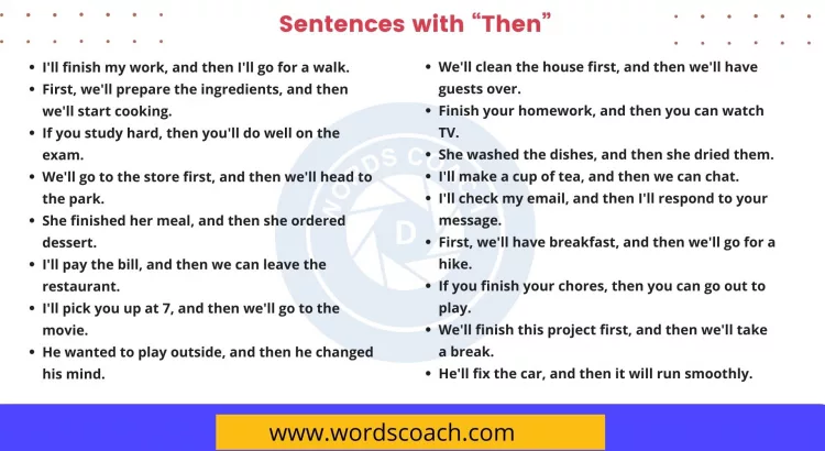 Sentences with Then - wordscoach.com