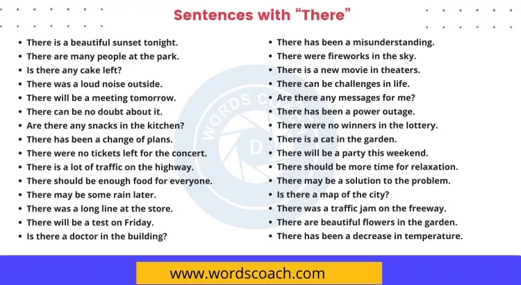 Sentences with There - wordscoach.com