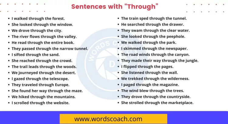 Sentences with Through - wordscoach.com