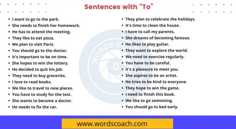Sentences with To - wordscoach.com