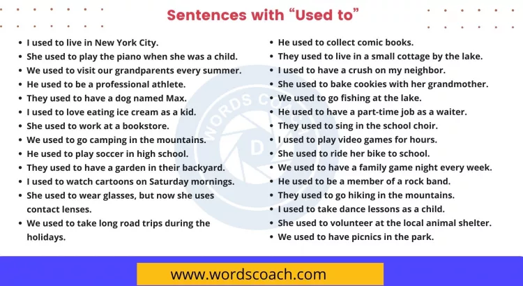 Sentences with Used to - wordscoach.com