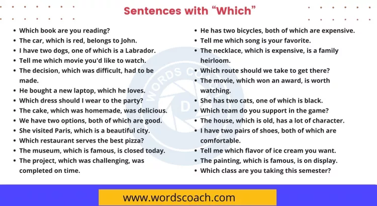 Sentences with Which - wordscoach.com