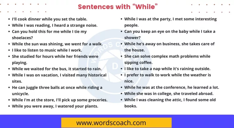 Sentences with While - wordscoach.com