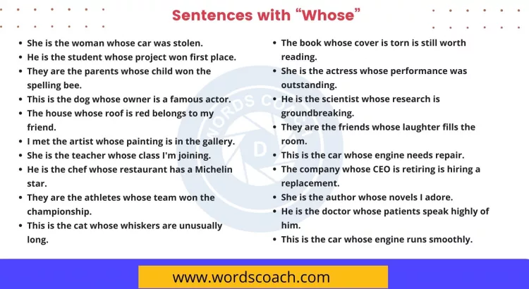 Sentences with Whose - wordscoach.com