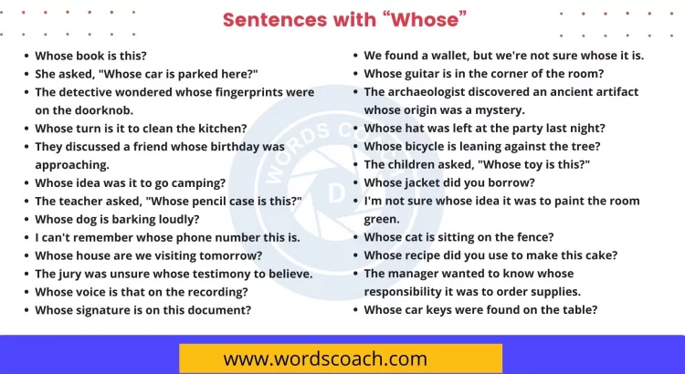 Sentences with Whose - wordscoach.com