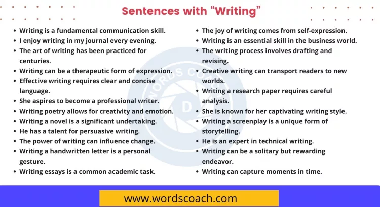 Sentences with Writing - wordscoach.com
