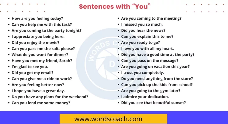 Sentences with You - wordscoach.com
