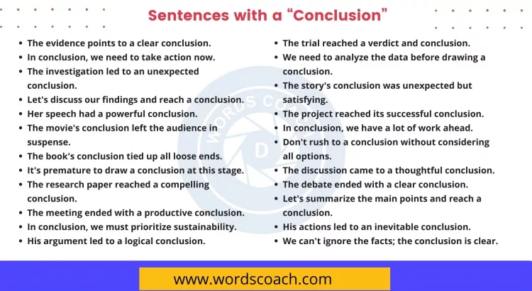 Sentences with a Conclusion - wordscoach.com