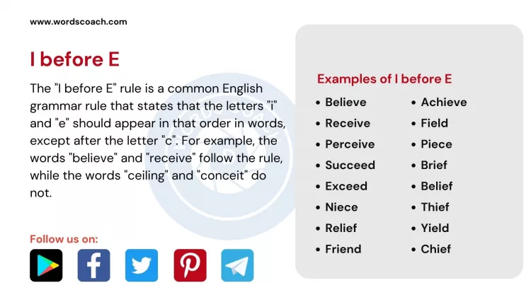 I before E - wordscoach.com