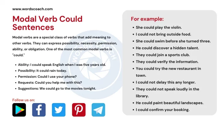 Modal Verb Could Sentences - wordscoach.com