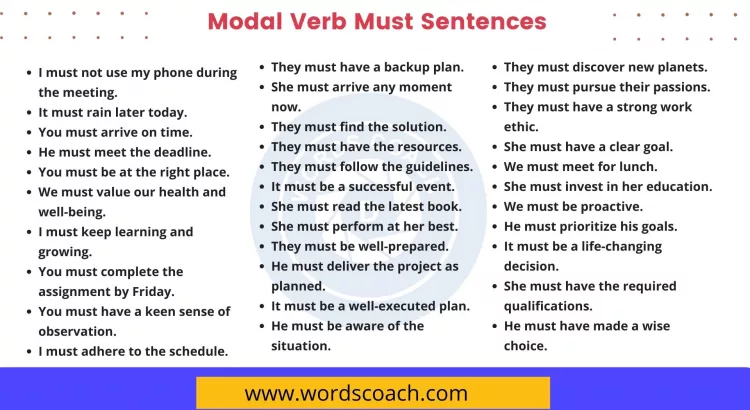 Modal Verb Must Sentences - wordscoach.com
