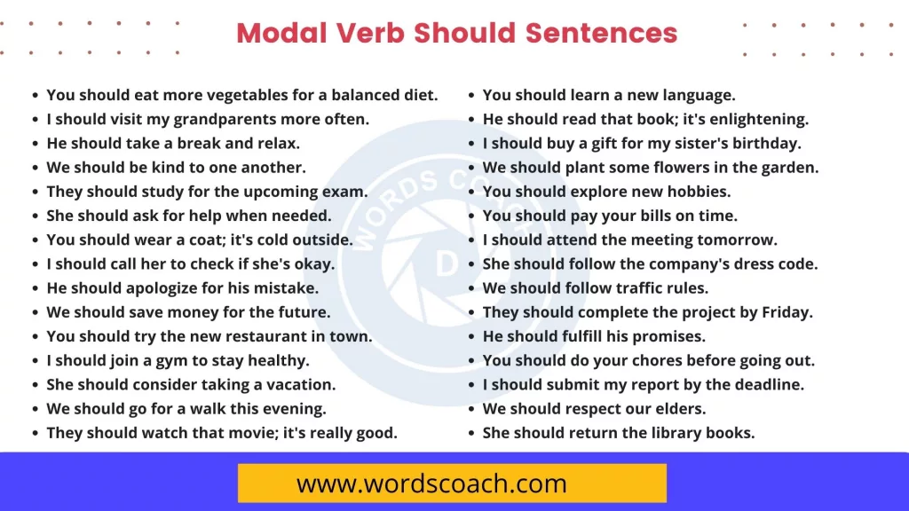 Modal Verb Should Sentences - wordscoach.com