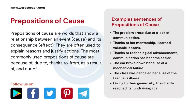 Prepositions of Cause - wordscoach.com