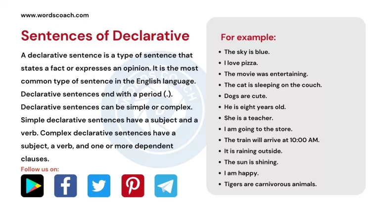 Sentences of Declarative - wordscoach.com