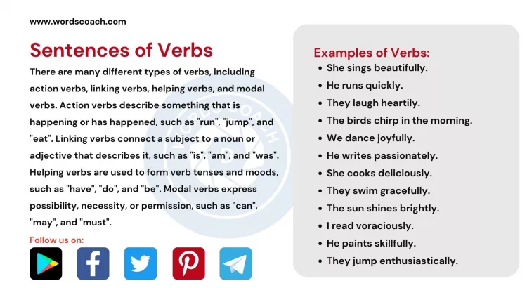 Sentences of Verbs - wordscoach.com