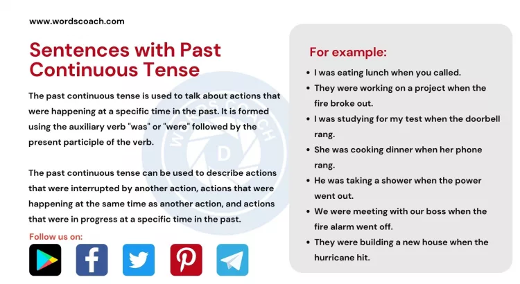 Sentences with Past Continuous Tense - wordscoach.com