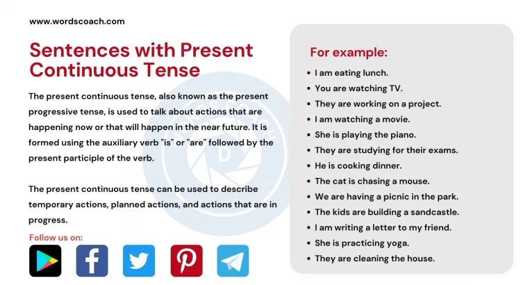 Sentences with Present Continuous Tense - wordscoach.com