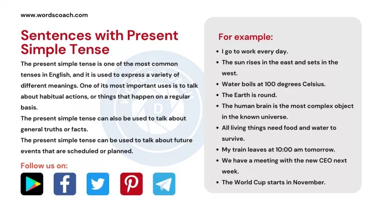 Sentences with Present Simple Tense - wordscoach.com