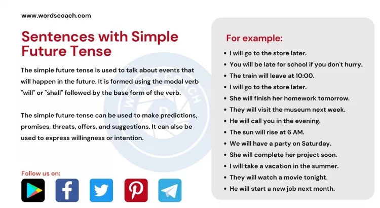Sentences with Simple Future Tense - wordscoach.com