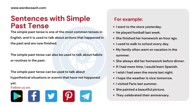 Sentences with Simple Past Tense - wordscoach.com