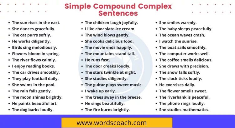 Simple Compound Complex Sentences - wordscoach.com