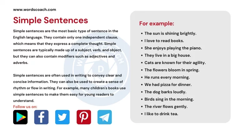 Simple Sentences - wordscoach.com