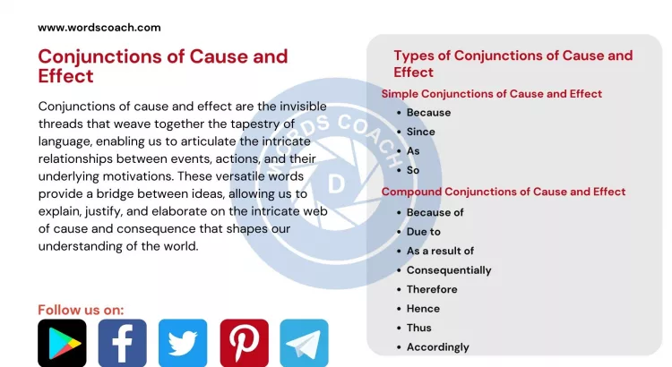 Conjunctions of Cause and Effect - wordscoach.com