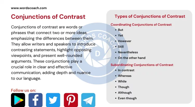 Conjunctions of Contrast - wordscoach.com