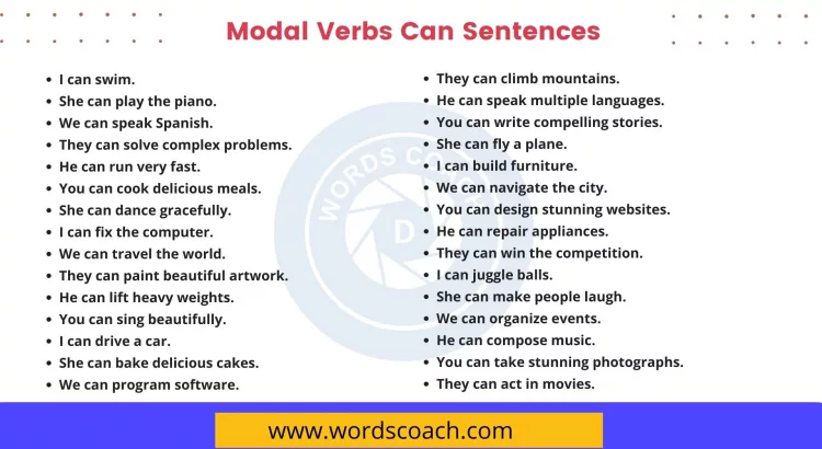 Modal Verbs Can Sentences - wordscoach.com