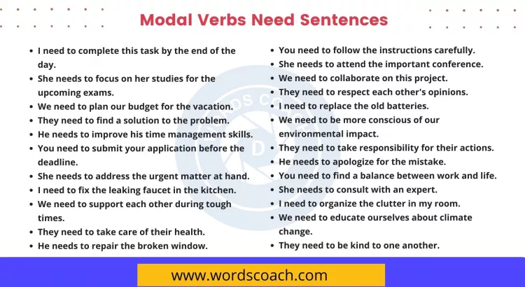Modal Verbs Need Sentences - wordscoach.com