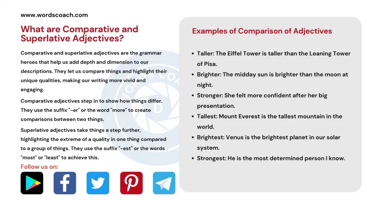 Comparison of Adjectives Definition, Usages and Examples - wordscoach.com