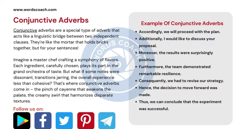 Conjunctive Adverbs - wordscoach.com