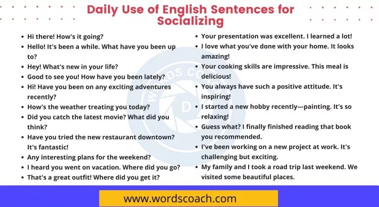Daily Use of English Sentences for Socializing - wordscoach.com