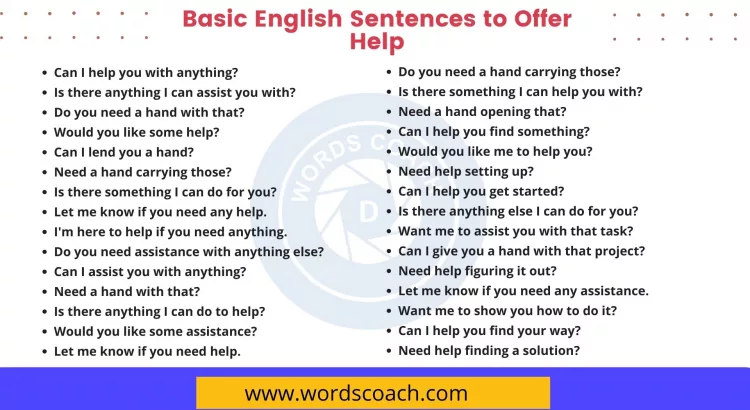 Basic English Sentences to Offer Help - wordscoach.com