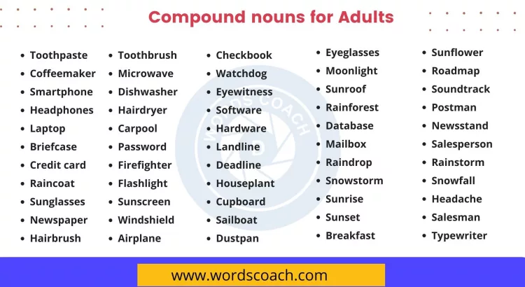 Compound nouns for Adults - wordscoach.com