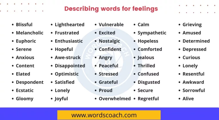 Describing words for feelings - wordscoach.com