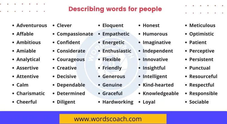 Describing words for people - wordscoach.com