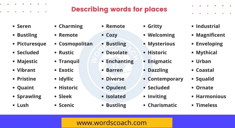 Describing words for places - wordscoach.com