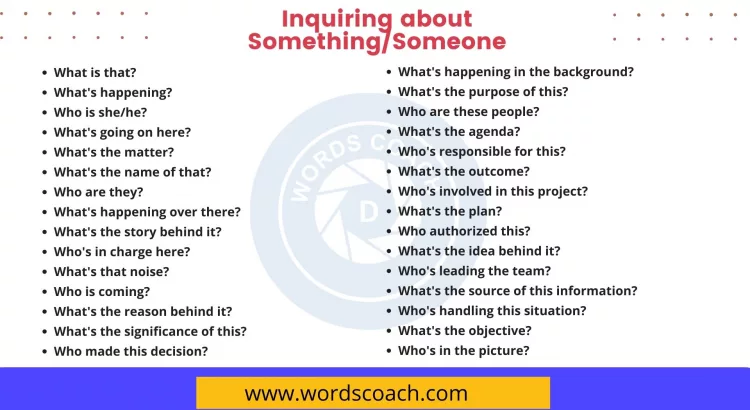 Inquiring about Something/Someone - wordscoach.com